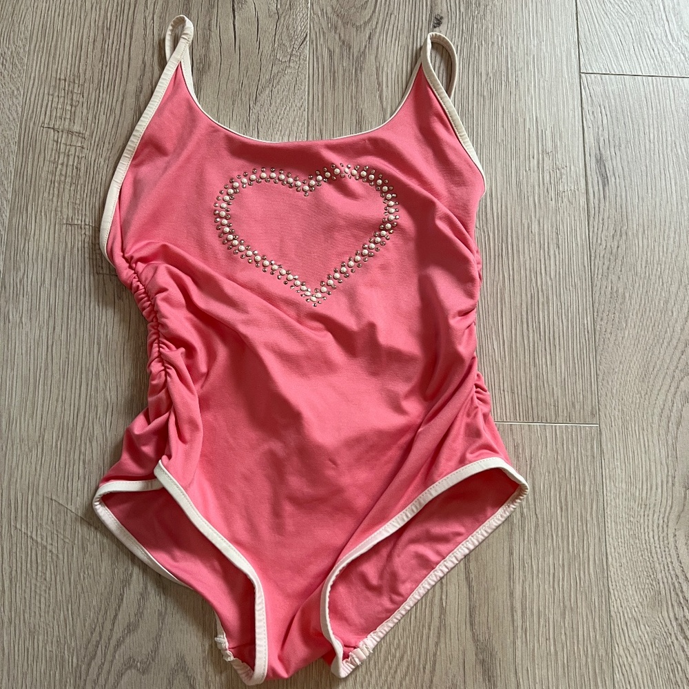 Twin-Set Girl Pink One Piece Swimsuit, Sz. 6Y